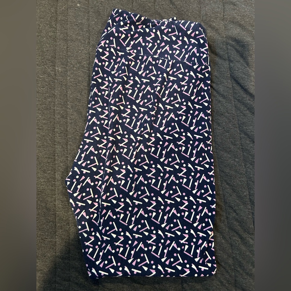 LuLaRoe Navy and Pink Patterned Pencil Skirt